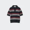 Women’s Cotton Pointelle Skipper Polo Sweater | Striped Women’s Cotton Pointelle Skipper Polo Sweater | Striped
