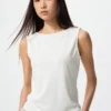 Women’s Crepe Jersey Boat Neck Sleeveless T-Shirt