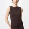 Women’s Crepe Jersey Boat Neck Sleeveless T-Shirt