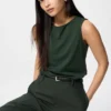 Women’s Crepe Jersey Boat Neck Sleeveless T-Shirt