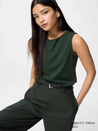 Women’s Crepe Jersey Boat Neck Sleeveless T-Shirt