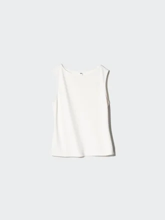 Women’s Crepe Jersey Boat Neck Sleeveless T-Shirt