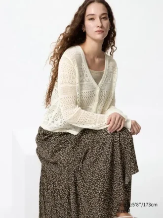 Women’s Crochet V-Neck Cardigan
