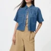 Women’s Denim Boxy Shirt | Half Sleeve