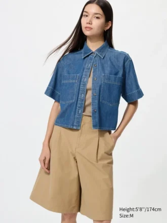 Women’s Denim Boxy Shirt | Half Sleeve