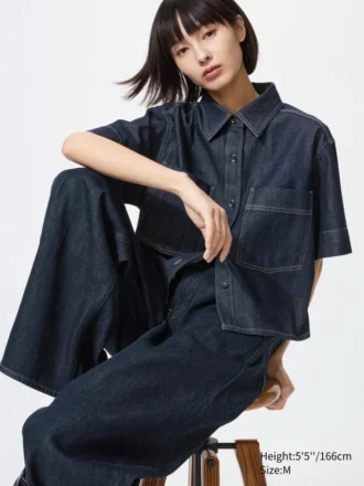 Women’s Denim Boxy Shirt | Half Sleeve
