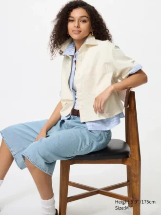 Women’s Denim Boxy Shirt | Half Sleeve