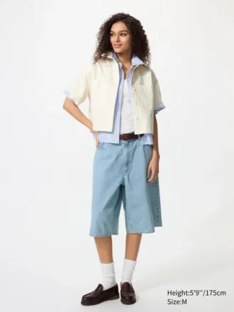 Women’s Denim Boxy Shirt | Half Sleeve