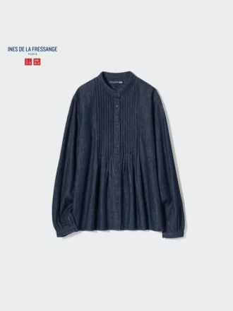 Women’s Denim Pintuck Short Sleeve Shirt
