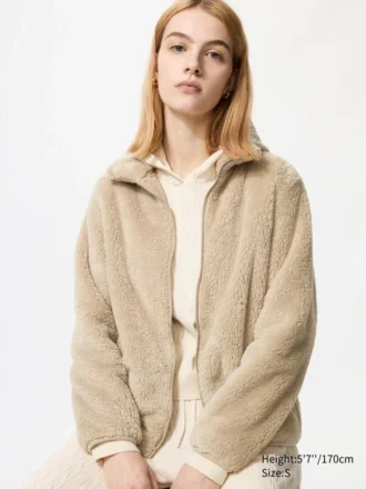 Women’s Fluffy Yarn Fleece Full-Zip Jacket