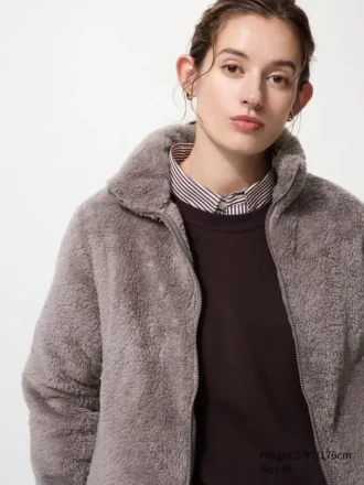 Women’s Fluffy Yarn Fleece Full-Zip Jacket