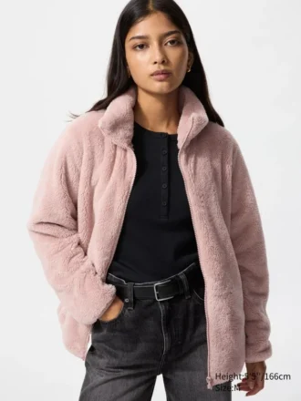 Women’s Fluffy Yarn Fleece Full-Zip Jacket