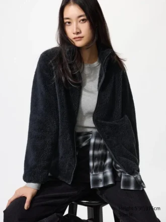Women’s Fluffy Yarn Fleece Full-Zip Jacket
