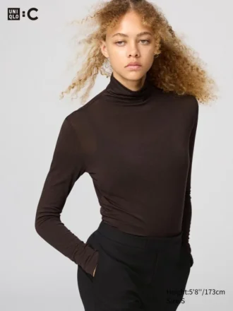 Women’s Heattech Cashmere Blend T-Shirt | Extra Warm | Turtleneck