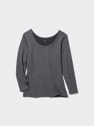 Women’s Heattech Cotton T-Shirt | Extra Warm | Scoop Neck