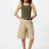 Women’s Jersey Pleated Long Shorts