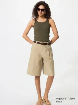 Women’s Jersey Pleated Long Shorts