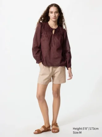 Women’s Light Cotton Shirring Blouse | Print