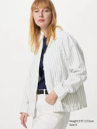 Women’s Linen Blend Coverall | Striped