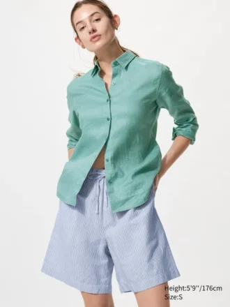 Women’s Linen Blend Easy Shorts | Stripe