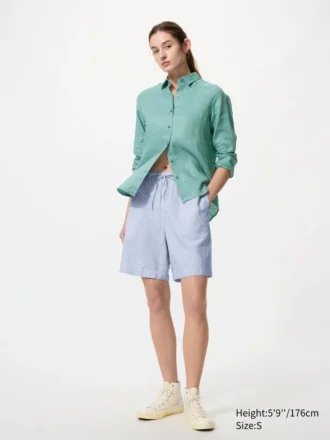 Women’s Linen Blend Easy Shorts | Stripe