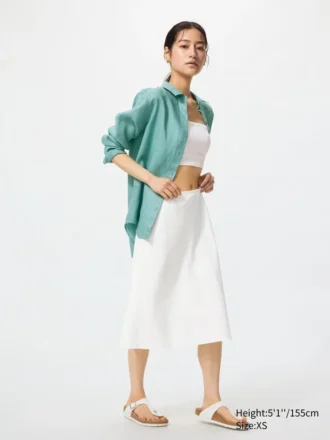Women’s Linen Blend Midi Skirt | Short