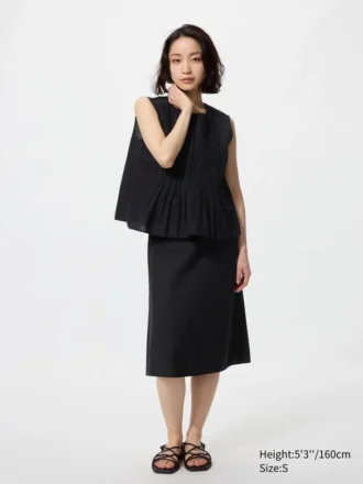 Women’s Linen Blend Midi Skirt | Short