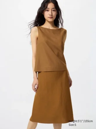 Women’s Linen Blend Midi Skirt | Short