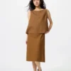 Women’s Linen Blend Midi Skirt | Short