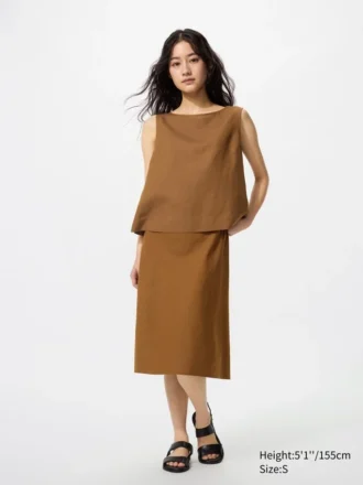Women’s Linen Blend Midi Skirt | Short