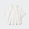 Women’s Linen Blend Open Collar Shirt | Short Sleeve