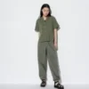 Women’s Linen Blend Open Collar Short Sleeve Shirt