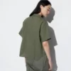 Women’s Linen Blend Open Collar Short Sleeve Shirt