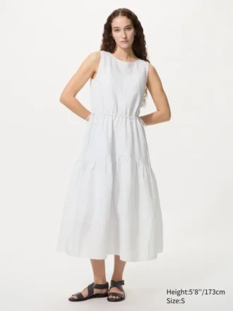 Women’s Linen Blend Tiered Dress | Stripe