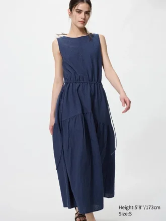 Women’s Linen Blend Tiered Dress | Stripe