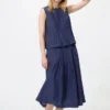 Women’s Linen Blend Tuck Long Skirt