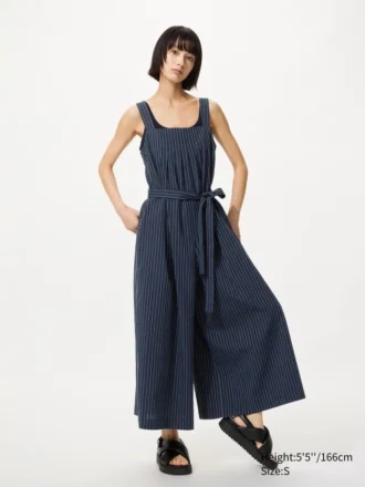 Women’s Linen Blend Tucked Jumpsuit | Striped