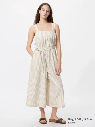 Women’s Linen Blend Tucked Jumpsuit | Striped