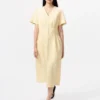 Women’s Linen Blend V-Neck Dress | Short Sleeve