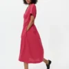 Women’s Linen Blend V-Neck Dress | Short Sleeve