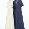 Women’s Linen Blend V-Neck Dress | Striped