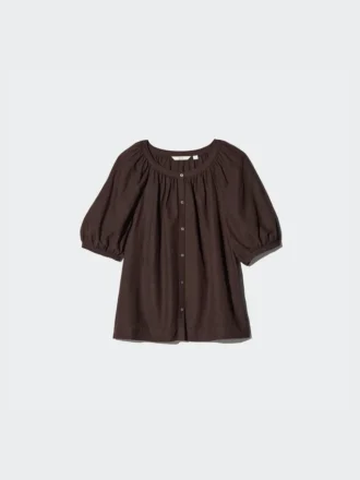 Women’s Linen Blend Volume Sleeve Blouse