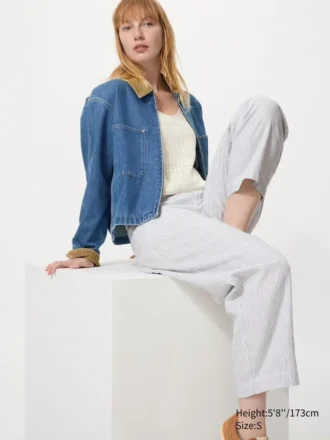 Women’s Linen Cotton Tapered Pants | Striped