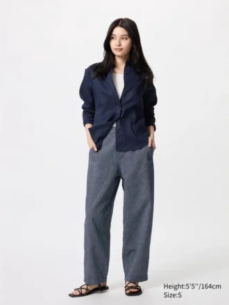 Women’s Linen Cotton Tapered Pants | Striped