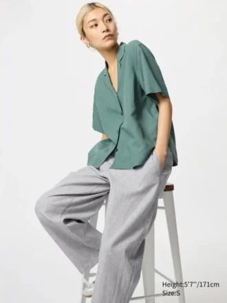 Women’s Linen Cotton Tapered Pants | Striped