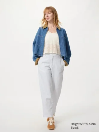 Women’s Linen Cotton Tapered Pants | Striped