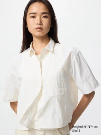 Women’s Nylon Boxy Short Shirt | Half Sleeve