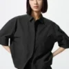 Women’s Nylon Boxy Short Shirt | Half Sleeve
