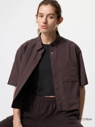 Women’s Nylon Boxy Short Shirt | Half Sleeve