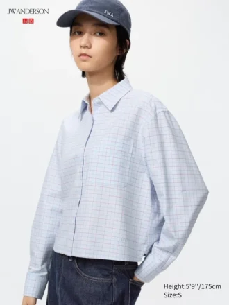 Women’s Oxford Boxy Cropped Shirt | Checked